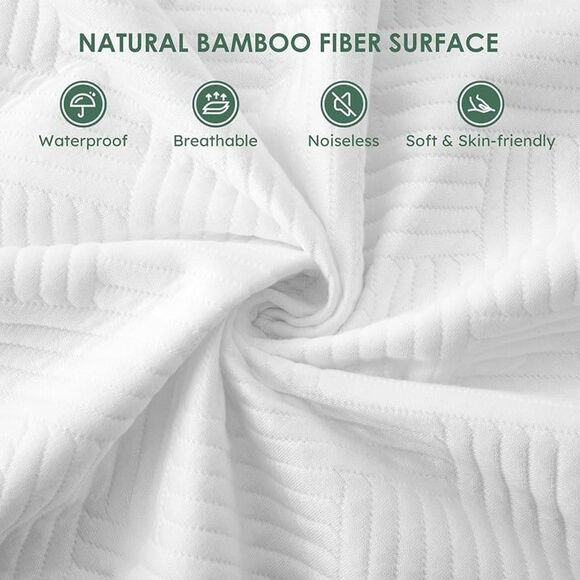 Twin Size 100% Waterproof Mattress Protector, Mattress Pad Cover Fitted 8"-21" - Picture 2 of 9